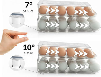Egg Holder for Fridge (36 Eggs) | Automatic Rolling Dispenser for Refrigerator, Foldable | Fits All Egg Sizes Without Collision, Clear, Durable, BPA-Free with Lid | Gift: Egg Separator
