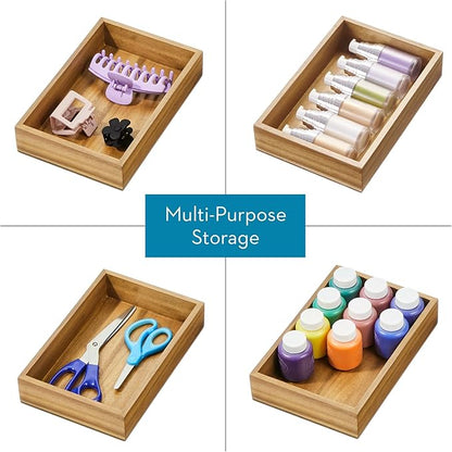 iDesign Acacia Wood Kitchen and Pantry Small Drawer Organizer Bin– Natural