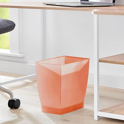 iDesign Small Plastic Bathroom Trash Can, Slim Rectangle Garbage Bin for Bedroom, Office, Dorm, Orange