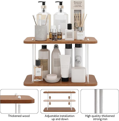 UJQSUN Bathroom Counter Organizer,Bathroom Shelf Organizers & Sink Organizer,Vanity Organizers,Storage Skincare,Makeup,Perfume,Spices,Coffee Station,for Corner,Dresser,Kitchen,Adjustable Height(2Tier)