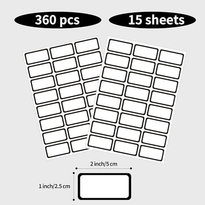 STARLIBOO Removable Labels, Blank Freezer Labels for Food Containers, 1x2 Inch Freezer Stickers/Waterproof Labels/ (Black Border, 360 Labels)
