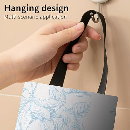 Plastic Bag Holder, Wall Mount Grocery Bag Organizer, Funny Hanging Storage Dispenser for Home Kitchen Cute Blue Floral
