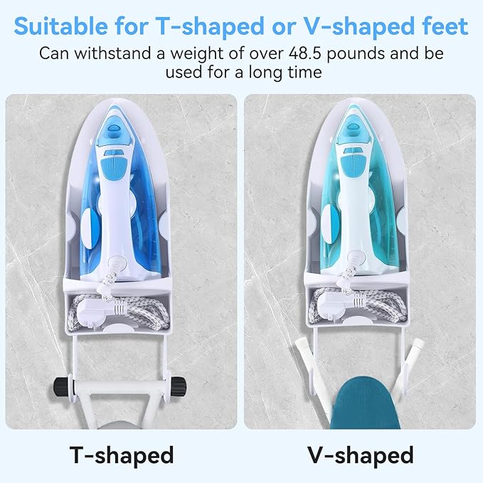 Ironing Board Hanger Wall Mount, Electric Iron and Iron Board Holder for Household Bathroom, Laundry Room(White)