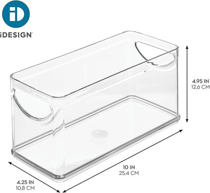iDesign Recycled Plastic Cabinet and Pantry Storage Bin with Integrated Handles – 10” x 4.25” x 5”, Clear Bin