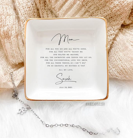 HatafaFurni Mother Gift, Square Ring Dish, Jewelry Dish, Jewelry Storage, Mother's Day Gifts, Gift for Mother, Bonus Mom, Step Mother, Mother Appreciation, Gift For Second Mom, Stepmom Present