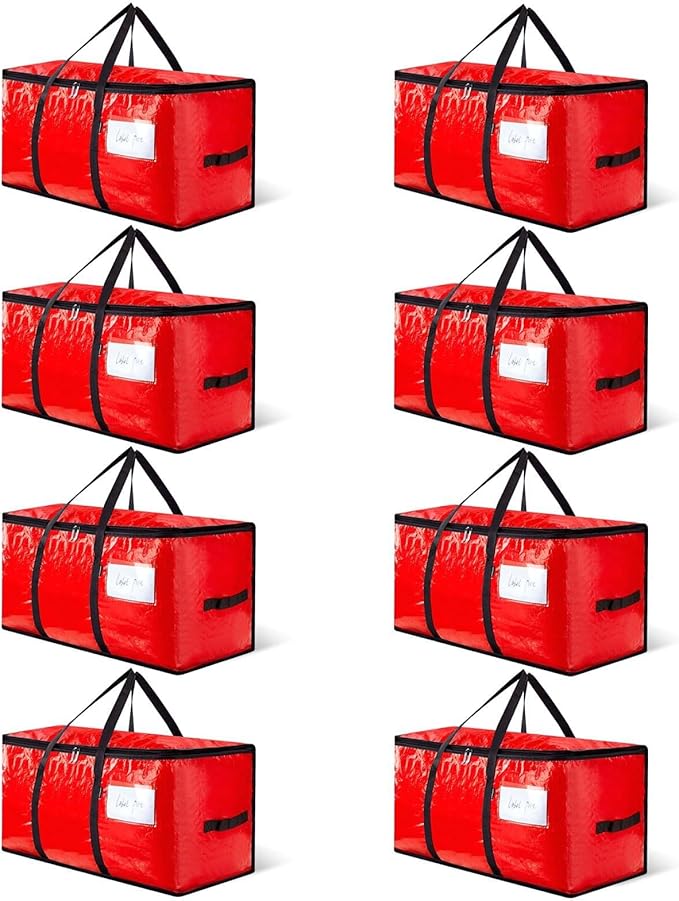 8-pack extra-large moving bags - zinc alloy zipper, webbing edging, sturdy handles, durable construction, PE plastic material, suitable for university dormitories and home organization.