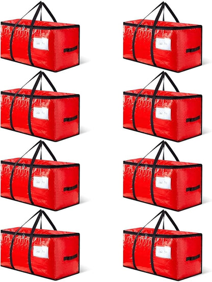 8-pack extra-large moving bags - zinc alloy zipper, webbing edging, sturdy handles, durable construction, PE plastic material, suitable for university dormitories and home organization.