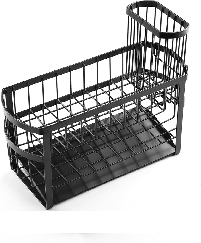 Regogo Kitchen Sink Organizer Rack,2-Tier Sink Caddy with Holder for Pot Brush,Oval Sink Organizer for Sponge