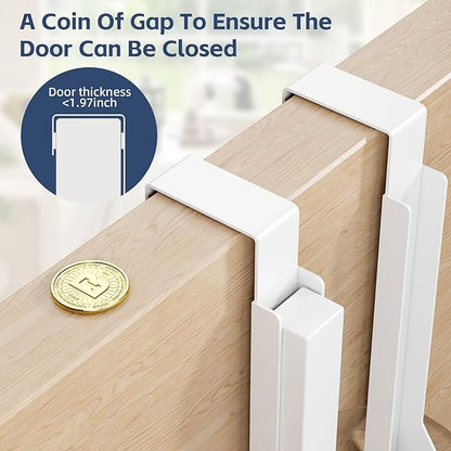 WLCSNG 4 Pack Over The Door Hanger Foldable Over The Door Hooks，Rust-Resistant Overdoor Hanger Hook for Laundry (Clothes Drying Rack)&Bathroom (Towel Rack) Small Portable,White