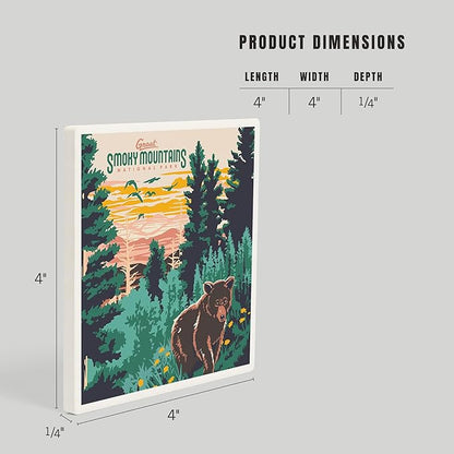 Lantern Press Great Smoky Mountains National Park, Explorer Series (Absorbent Ceramic Coaster, Single, Cork Back, Kitchen Table Decor)