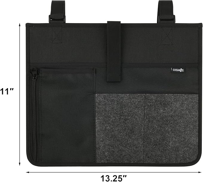 Cosmos Armrest Chair Side Organizer Bedside Caddy Organizer Bunk Bed Storage Bag Armchair Wheelchair Hanging Side Pocket Bag for Ipad, Tablet, Phone, Remote Control, Magazines, Books & Water Bottle