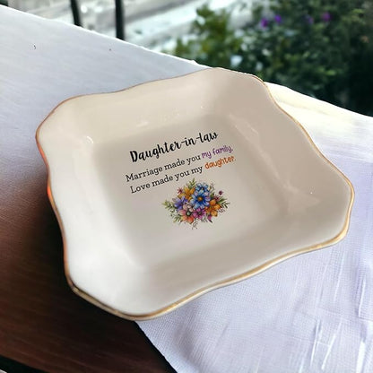 Clover89 Wedding Ring Dish Jewelry Trinket Tray for Daughter-in-lawfrom Mother of the Bride Groom-Engagement,Bridal Shower,Bachelorette Gifts for Bride form Mother-in-law