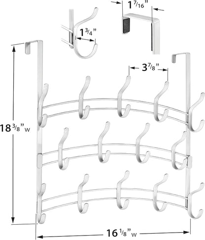 LYNK Professional® Home™ Over Door Hooks Rack - 28 Hook Over Door Hanger - Over Door Towel Rack - Hanging Towels or Clothes - Bathroom, Bedroom or Laundry Room - Lifetime Ltd. Warranty - White
