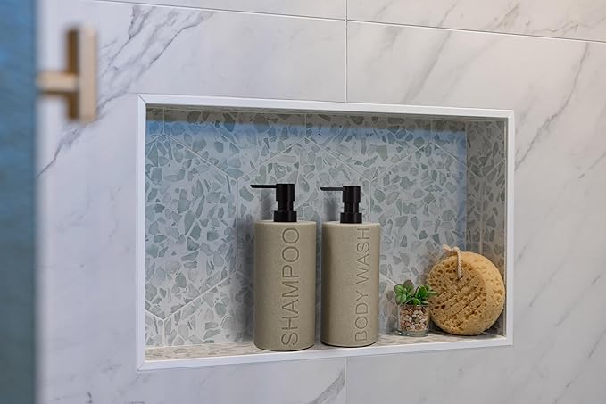 Indecor Home Resin 2 Pack Shampoo, Conditioner or Body Wash Dispenser Set, Luxurious Refillable Pump Bottles with Matte Pump Top and Embossed Text, Durable Design for Bathroom and Shower