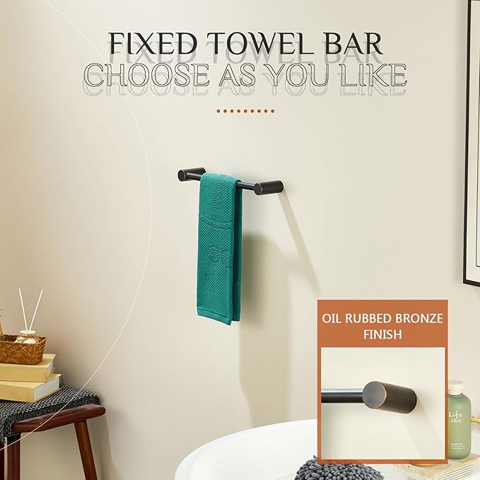 KOKOSIRI Towel Holder for Bathroom Wall 16-Inch Hand Towel Bar Hangers Bathroom Accessory Wall Mounted Oil Rubbed Bronze Stainless Steel, B4007ORB-L16
