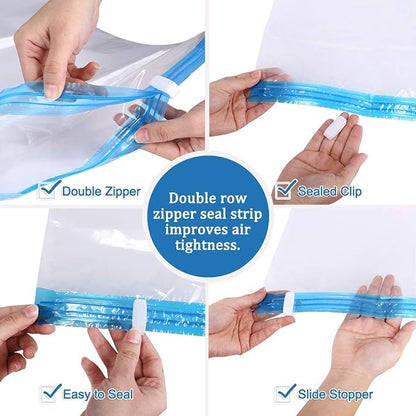 50 Pack Industrial Grade Extra Jumbo Double Seal Waterproof Vacuum Storage Bags 52"x47" (130x120cm) Reduces up to 80% (The Largest Bags Avilable) for Clothes, Blankets, Pillows, Bed, Closet Organizer.