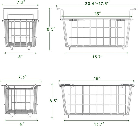 3Pack Adjustable Freezer Organizer Bins - Stackable & Hanging for 7 Cu.Ft Chest Freezer