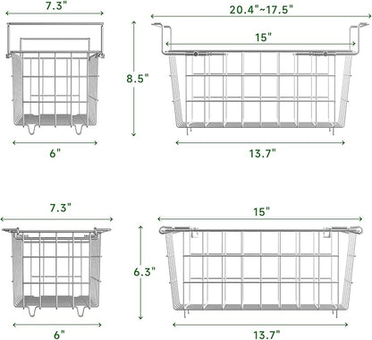 4-Pack Stackable & 1-Pack Hanging Chest Freezer Organizer Bins for 7 Cu.Ft Freezer