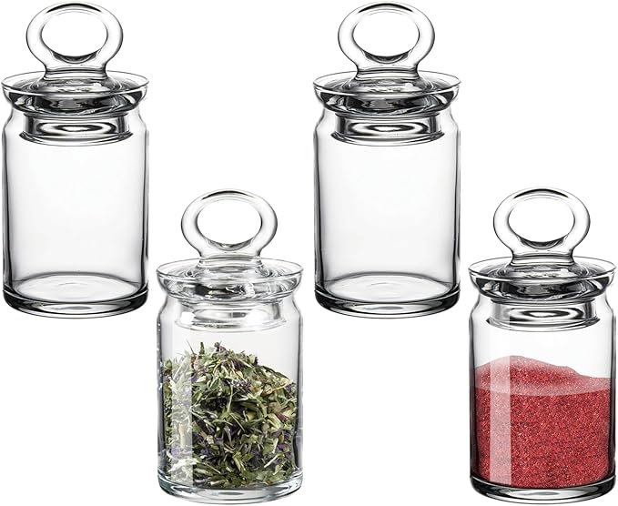 Spice Jar with Airtight Glass Lid 4pcs, Nuts, Jam or Coffee Beans Jar, Jar for Kitchen Storage and Laundry Room Organization 8.12 oz