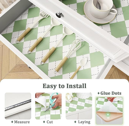 Sage Green Shelf Liner for Kitchen Cabinets 12" x 360" Non-Adhesive Non-Slip Drawer Liners for Dresser, Waterproof Washable Paper, Durable Protector Mat for Pantry Shelves Cupboards