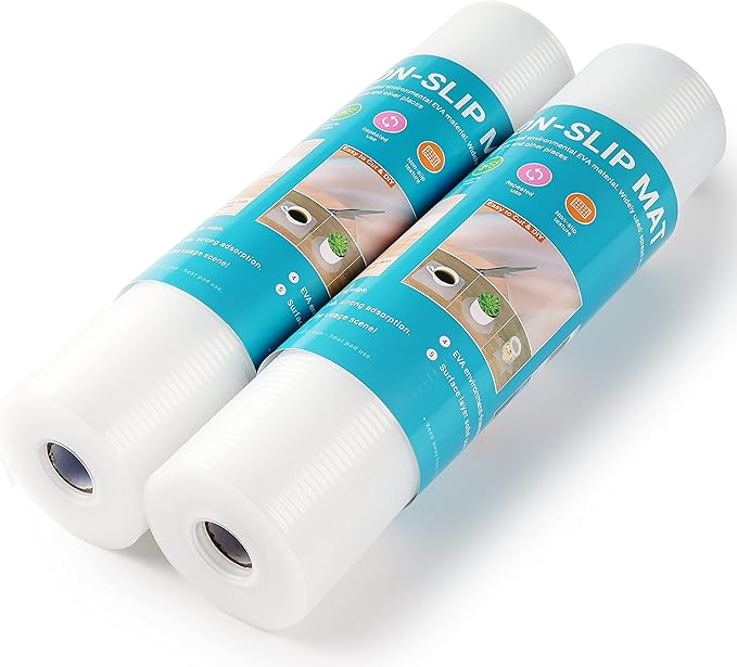 Shelf Liner,Non-Adhesive Drawer Liner,Food-Grade Material for Kitchen Cabinets Liner,Non-Slip Cupboard Liners Kitchen Drawer Liners Bathroom Shelves Liners (12 inches x 20 Feet x 2 Rolls)