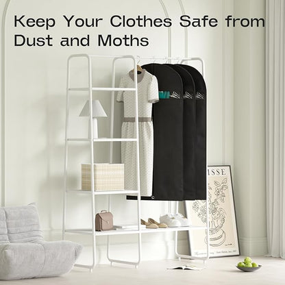 3 Pack Heavy Duty Garment Bags for Travel Suit Bags, Dress Bags, Garment Bags for Hanging Clothes with Pockets Men's Suit Holder for Shirts, Coats, Dresses (Black, 3Pack 50")
