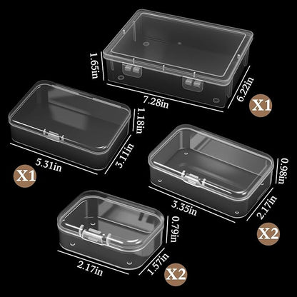 Jetec 6 Pieces Mini Plastic Clear Beads Storage Containers Box for Collecting Small Items, Beads, Jewelry, Business Cards, Game Pieces, Crafts (4 Size)