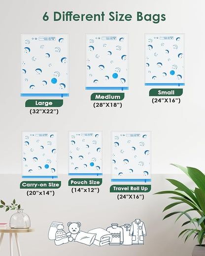 Vacuum Storage Bags with Electric Pump, 12 Pack Vacuum Sealed Bag with 1500mAh Rechargeable Battery for Clothes, Blanket, Duvets, Pillows, Comforters, Travel