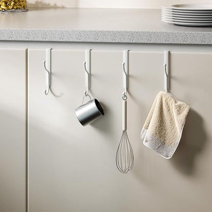 niffgaff Over Door Hook 4-Pack, Heavy Duty Door Hanger, Fits Interior Doors 1.4 Inches Thick, Organize Coats, Hats, Towels, and Bags for Entryways, Bathrooms, Bedrooms, and Kitchens, White