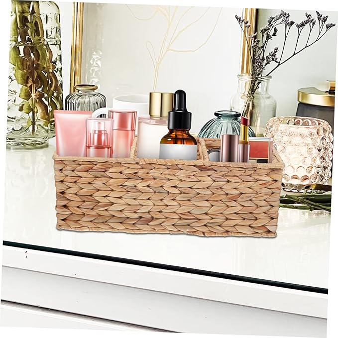 CHILDWEET Woven Storage Basket Lid Decorative Straw Basket for Kitchen Bathroom Office
