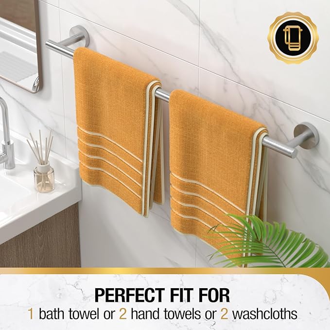 HITSLAM Brushed Nickel 25.7 Inch Towel Bar for Bathroom, SUS304 Stainless Steel Bathroom Towel Rack Wall Mounted, Modern Home Decor Bath Towel Holder with Hardware Accessories