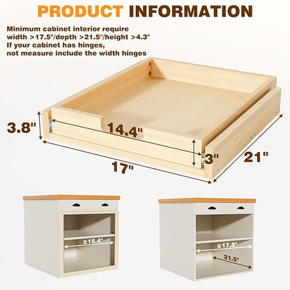 Pullout Cabinet Organizer, 20''W×21''D×3''H Slide Out Shelves for Kitchen Cabinets, Pull out Drawers for Kitchen Cabinets, Pantry, Bathroom, & Storage Organization