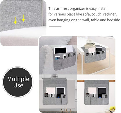 SYSOV Sofa Armrest Organizer, Remote Control Holder for Recliner Couch, Arm Chair Caddy with 5 Pockets for Magazine, Tablet, Phone, iPad