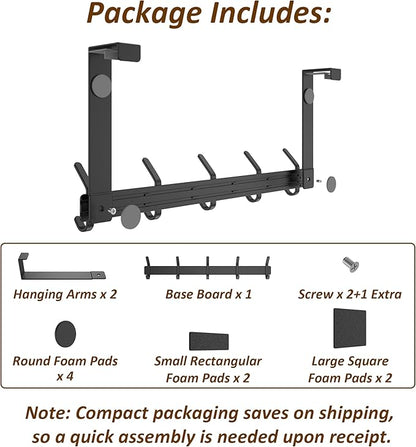 KitchLife Over The Door Hooks Hanger with 7 inches Extended Arms, Fit for 1-3/4" Doors, J18U, Thickened Bathroom Towel Rack Organization, 1 Pack Double-Hook, Matte Black