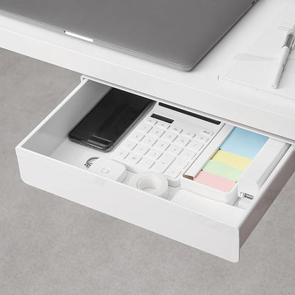 Under Desk Drawer - Super Large Under Table Hidden Drawer Desk Accessories & Workspace Organizers Desktop Storage Pencil Slide Out Organizer with Screw Adhesive Tape Shelf Tray at Office