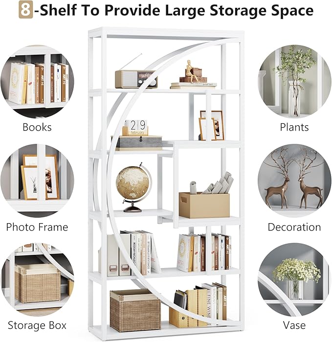 Tribesigns Bookshelf, Modern 5-Tier Etagere Bookcase, 70.8 inch Tall Bookshelf with 8 Open Storage Shelf, Book Shelf Display Tack Shelving Unit for Home Office Living Room, White | Book Shelf Display, Tack Shelving Unit
