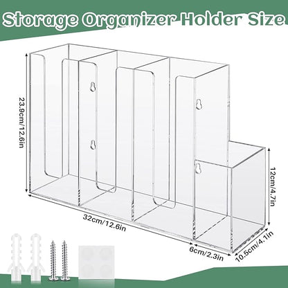 Cunhill 4 Compartments Acrylic Coffee Cup and Lid Storage Organizer Holder Disposable Paper Cup Dispenser Organizer Plastic Lid Holder Accessories for Kitchen Bar Shop Party Supplies(Transparent)