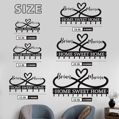 Personalized Couple's Name Key Rack, Wall Mounted Metal Key Holder for Housewarming Gifts,ignent Bedding
