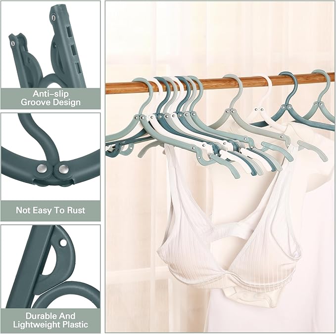 24 Pcs Travel Hangers Portable Foldable Hangers Cruise Ship Essentials Non-Slip Foldable Space Saving Clothes Drying Rack for Travel Cruise Business Trip Suitcase Dormitory School Hotel(Classic)