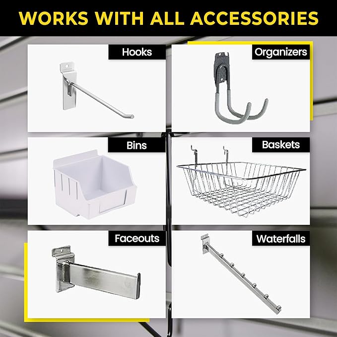 DLDIRECT Slatwall Panel Garage Wall Organizer Heavy Duty Mounted Aluminum Slat Rack, Interlocking Paneling for Storage, Board, Shelves System -Silver (3’H4’W)