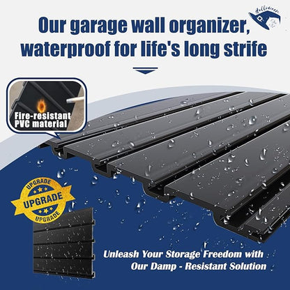 Slat Wall Paneling 4'x8' Black Slatwall Panels - Heavy Duty PVC Garage Organizer, Industrial-Grade Moisture-Resistant Easy DIY Install for Garage, Tool, Retail, Bike Storage & Organization by Eiruaw