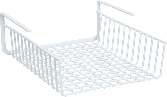 Organize It All Under Shelf Hanging Basket White Wire Rack | Dimensions : 13.5 x 12.5 x 5.13 inches | Great for Kitchen | Kitchen Storage | White
