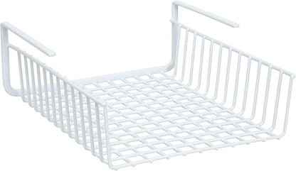 Organize It All Under Shelf Hanging Basket White Wire Rack | Dimensions : 13.5 x 12.5 x 5.13 inches | Great for Kitchen | Kitchen Storage | White