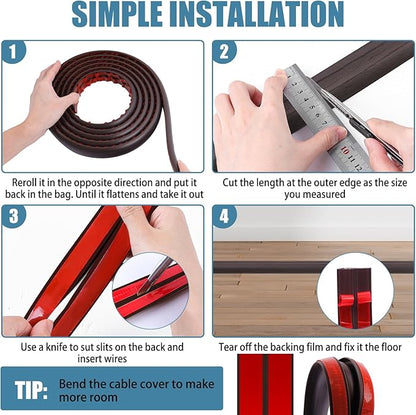 Floor Cord Covers for Wires 10FT Cable Hider Wire Cover Self Adhesive Cord Hider Floor for Offices, Homes, Workshops, Warehouses Cable Cavity 0.39" W x 0.27" H