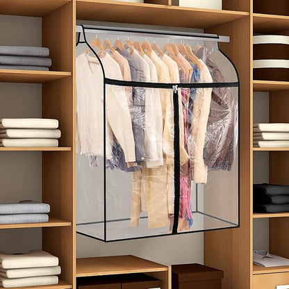 Hanging Garment Bag for Closet Winter Clothes Storage with Clear Window Coat Rack Cover Large Clothing Bags with Zipper Dust Proof Dress Protector (Big)