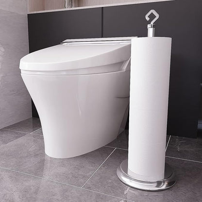 Toilet Paper Holder for Bathroom, Metal Free Standing Toilet Paper Storage with Rustproof, Tissue Paper Roll Stand for Bathroom Accessories (Poilshed Chrome)