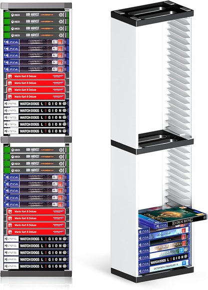 Nargos Video Game Storage Stand Tower for PS5/ PS4/ PS3/ Xbox Series S & X/Xbox one Game, Universal Game Disc Holder Vertical Blu Ray Case Organizer