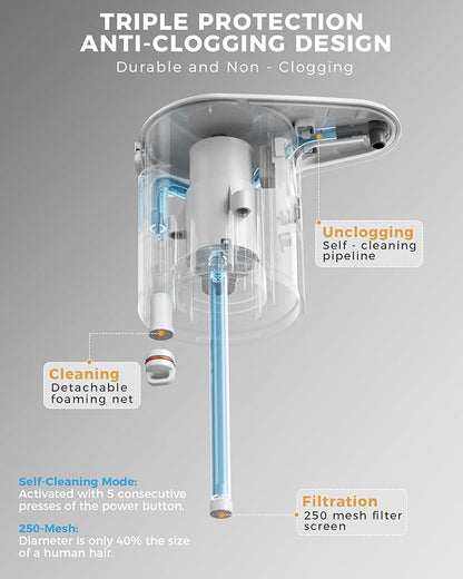 DODO MEKIA Automatic Foaming Soap Dispenser Touchless, 304 Stainless Steel Bottle Body &16.2oz/480ml Rechargeable, 3 Adjustable Liquid Levels, IPX7 Waterproof, for Kitchen Bathroom, Stainless Steel