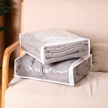 Riakrum 30 Packs Clear Zippered Storage Bags, 15x11x4 inches, Vinyl Plastic Sweater Sheet Organizers Storage Bags, PVC, for Clothes, Sheet, Blankets, Fabrics Organizers(Black & White)