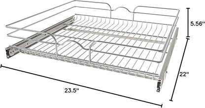 Rev-A-Shelf Kitchen Cabinet Pullout Shelf and Drawer Organizer Slide Out Pantry Storage Basket in Multiple Sizes, 24 x 22 In, 5WB1-2422CR-1